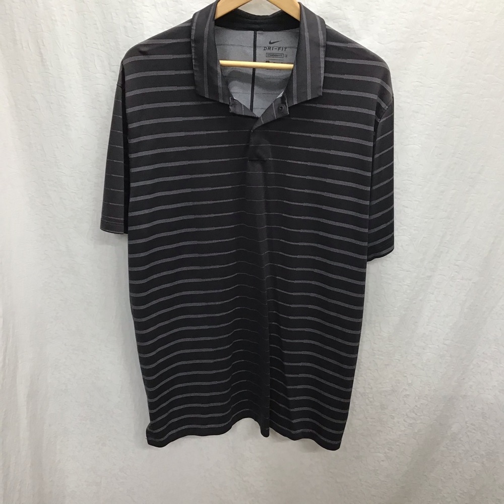 Nike Dri-Fit gray unique striped polo shirt XL